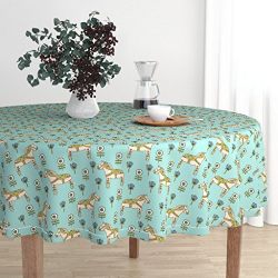 Roostery Round Tablecloth - Dala Horse Flowers Dala Folk Flower Horse by Andrea Lauren - Cotton Sateen Tablecloth 70in