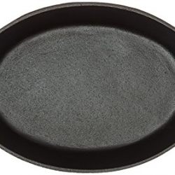 American Metalcraft Cast Iron Oval Casserole Pan with Handles, 12" L x 6.75" W, Black