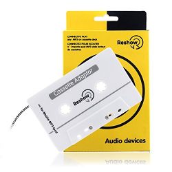 Reshow Travel Cassette Adapter for Cars ¨C Listen to iPods, Smartphones, MP3 Players or a Walkman in a Standard Vehicle Cassette Player ¨C Vintage/Retro Music Converter White