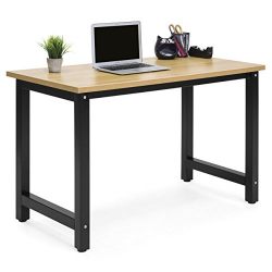 Best Choice Products Large Modern Computer Table Writing Office Desk Workstation - Light Brown/Black