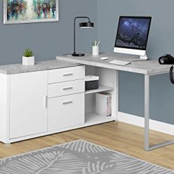 Monarch Specialties Computer Desk - 60" L White/Cement-Look Left/Right Face