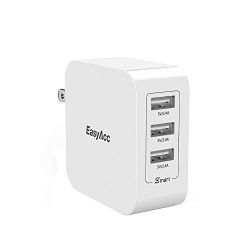 USB Wall Charger EasyAcc 3-Port 36W 7.2A Travel Charger with Foldable Plug for iPhone 8 X 7 6s 6 Plus, iPad, Galaxy S8/S8+ S7 S6 and More