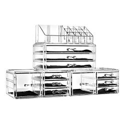 Felicite Home Acrylic Jewelry and Cosmetic Storage Makeup Organizer Set, 4 Piece