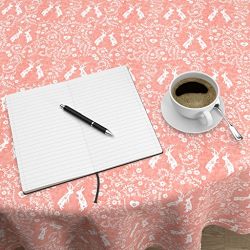 Roostery Round Tablecloth - Peach Folk Love Heart Bunny Swedish Girl by Nouveau Bohemian - Cotton Sateen Tablecloth 70in