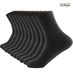 Areke Mens Comfort Cotton Thin Knit Crew Above Ankle Socks, Mid-Calf Casual Athletic Soxs 10 Packs Color 10Pack Dark Gray Size A