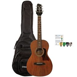 Sawtooth ST-MH-AEP-KIT-1 Mahogany Parlor Acoustic Electric Guitar with ChromaCast Gig Bag & 4 Pick Sampler