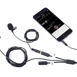Movo Executive Lavalier Clip-on Interview Microphone with Secondary Mic & Headphone Monitoring Input for Apple iPhone, iPad, Samsung, Android Smartphones/Tablets