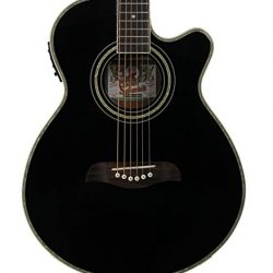 Oscar Schmidt Concert-Size Thin Body Cutaway Acoustic-Electric Guitar - Black
