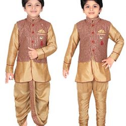 ahhaaaa Kids Indian Ethnic Waistcoat, Kurta, Breaches and Dhoti Pant Set for Baby Boys