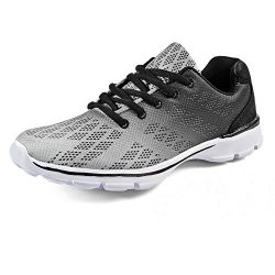 QANSI Mens and Boys Breathable Mesh Cross Trainer Bowling Shoes Sports Running Casual Sneakers Grey 6.5 M US