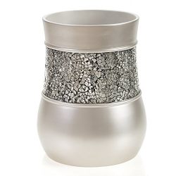 Creative Scents Brushed Nickel Bathroom Trash Can (7.75"x 7.75"x 10')– Decorative Wastebasket- Durable Waste Paper Baskets- Space Friendly Bath Rubbish Dust Bin- For Elegant Shower Decor