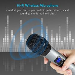 ARCHEER Bluetooth Wireless Microphone System VHF Dual Chanel Handheld Micorphone Mini Portable Singing Mixer Karaoke Machine for Outdoor Wedding, Conference, Home KTV, Evening Party, Speech
