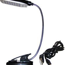USB Reading Lamp with 28 LED Lights and Flexible Gooseneck - Clip Mount and On/Off Switch (Black)