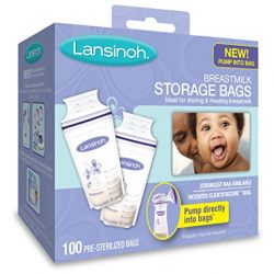 Lansinoh Breastmilk Storage Bags, 100 Count convenient milk storage bags for breastfeeding