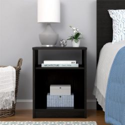 Mainstays Nightstand Features Open Top Shelf and Bottom Cubby, Black