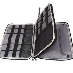 BUBM Double Layer Electronics Organizer/Travel Gadget Bag For Cables,Memory Cards,Flash Hard Drive and More,Fit For iPad Or Tablet(Up To 9.7")--Large, Black