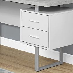 Monarch Specialties Computer Desk Left or Right Facing White/Cement-Look 70" L