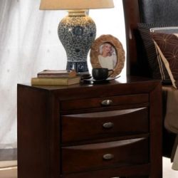 Roundhill Furniture Emily 111 Contemporary Solid Wood Construction Night Stand, King, Merlot