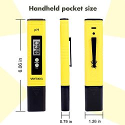 VantaKool Digital PH Meter, PH Meter 0.01 PH High Accuracy Water Quality Tester with 0-14 PH Measurement Range for Household Drinking, Pool and Aquarium Water PH Tester Design with ATC(Yellow)