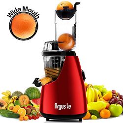 Argus Le 3" Big Mouth Whole Slow Masticating Juicer with Quiet Motor, Low Speed Cold Press Juice Extractor, 75mm Wide Chute Easy Cleaning Vertical Juicer Machine for High Nutrient Fruit and Veggies