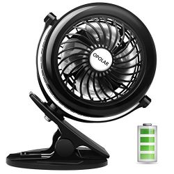 OPOLAR Battery Clip on Fan, Powered by USB or 2200mAh Rechargeable Battery, 360 Adjustable Wind, Personal Clip or Desk Fan with 3 Speeds, Multi Versatile for Office, Car, Baby Stroller and Outdoor