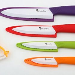 ON SALE Chef Made Easy Ceramic Knife Set 9 Piece - Kitchen Knives with Case (Knife Sheaths) - Add to Collection of Cutlery Kitchen Utensils - Use As Bread, Vegetable and Chef Knife - (Multi-Color Set)
