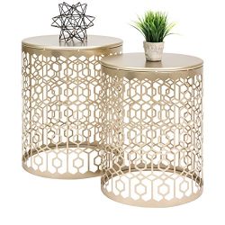 Best Choice Products Set of 2 Multi-Size Bedroom Nightstands, Living Room Decorative Round Side End Coffee Tables - Gold