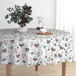 Roostery Round Tablecloth - For Woodland Winter Geometric Christmas Scandinavian