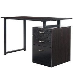 Merax Home Office Computer Desk Writing Table Workstation with Reversible Cabinet (Black)