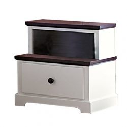Homelegance Lark 1 Drawer Step Style White Nightstand with Espresso Top