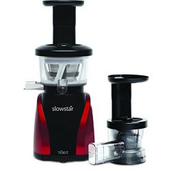 Tribest Slowstar Vertical Slow Juicer and Mincer SW-2000, Cold Press Masticating Juice Extractor in Red and Black, Certified Refurbished
