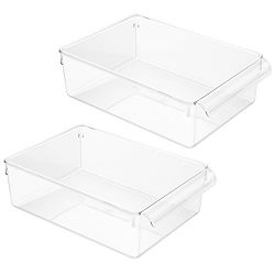 InterDesign Linus Pullz Kitchen Pantry Storage Organizer – Food Container Drawer, Clear, Large, 2-Pack