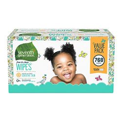 Seventh Generation Baby Wipes, Free & Clear with Flip Top Dispenser, 768 count
