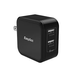 EasyAcc 24W 4.8A Wall Charger 2-Port USB Travel Charger with Foldable Plug, Smart Charge Technology for iPhone 6s, 6 Plus, iPad Pro / Air / Mini, Galaxy S7 S6 Edge and More