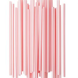 Crystalware, Long Smoothie Straws, Great for Milkshakes, Slushies, 300/box, Red and White Striped Straws, Individually Wrapped, Food-Safe BPA-Free Plastic, 8-1/4 Inches Long