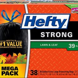 Hefty Strong Large Trash/Garbage Bags (Lawn/Yard, Drawstring, 39 Gallon Bags, 38 Count)