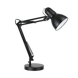 Globe Electric 35" Heavy Base Architect Spring Balanced Swing Arm Desk Lamp, Black Finish