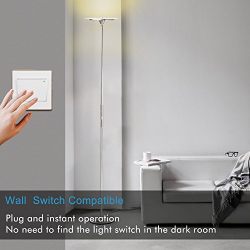 SUNLLIPE Floor Lamp LED Reading Light 90° Top Adjustable 18 W 70.8 inch Acrylic Shade Compatible with Wall Switch Dimmable Standing Pole Uplight for Living Room, Bedroom Warm White (Satin Nickel)