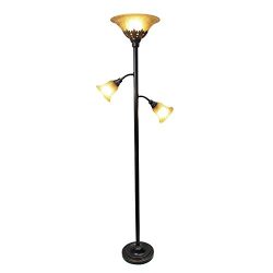Elegant Designs 3 Light Floor Lamp with Scalloped Glass Shades,Restoration Bronze
