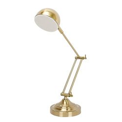 SUNLLIPE LED Swing Arm Desk Lamp 7W Touch Control Stepless Dimmable Eye Caring Table Reading Task Lamp with Rotatable Head and Height Adjustable (Antique Brass Finish)
