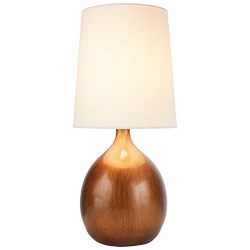 Stone & Beam Modern Wood Grain-Look Lamp, 20.5" H, with Bulb, White Shade