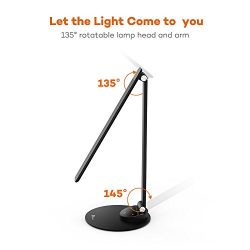 TaoTronics DL19 LED Desk Lamp with USB Charging Port, Eye- care Dimmable Lamp, 5 Color Temperatures with 5 Brightness Levels, Touch Control, Metal, Official Member of Philips EnabLED Licensing Program