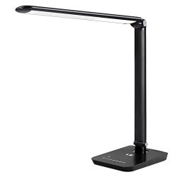 LE Dimmable LED Desk Lamp, 7 Dimming Levels, Eye-care, 8W, Touch Sensitive, Daylight White, Folding Desk Lamps, Reading Lamps, Bedroom Lamps (Black)