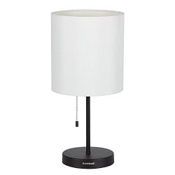 HAITRAL Table Lamp Metal base Fabric Lamp Shade Night light for Living Room, Bedroom, College Dorm