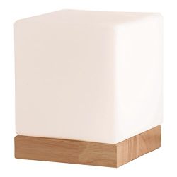 Light Accents Felix Table Lamp Glass Cube Accent Lamp - Glass Shade with Natural Wooden Base