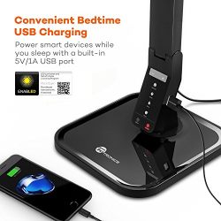 TaoTronics LED Desk Lamp with USB Charging Port, 4 Lighting Modes with 5 Brightness Levels, 1h Timer, Touch Control, Memory Function, Black, 14W, Official Member of Philips EnabLED Licensing Program