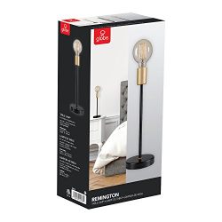Globe Electric Remington 15" Table Lamp, Black Finish, Exposed Gold Socket, in-Line on/Off Rocker Switch, Exposed Bulb