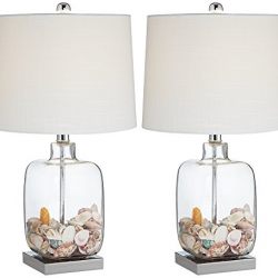 Square Glass Fillable Table Lamp Set of 2