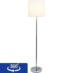 Simple Designs Brushed Nickel Drum Shade Floor Lamp, White