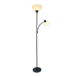 Simple Designs Home Mother-Daughter Floor Lamp with Reading Light, 71.5" x 15.5" x 10", Black